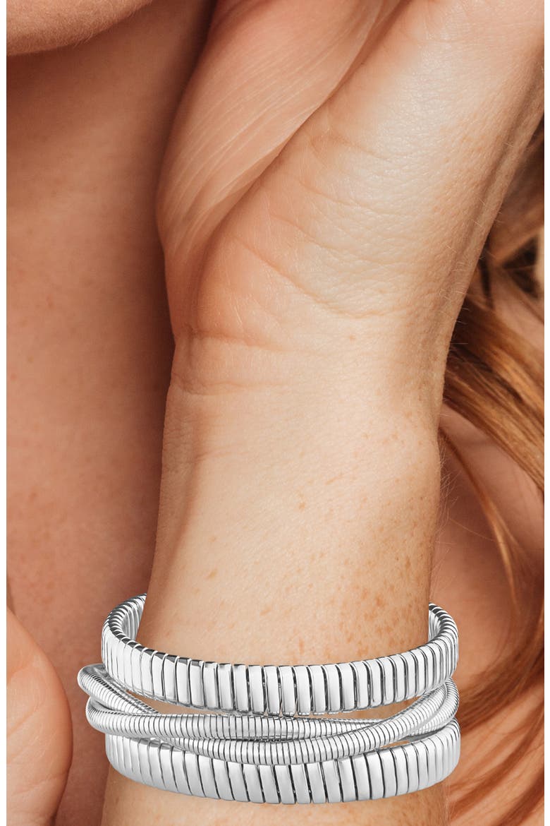 Flexible Coiled Cuff Bracelet (Nordstrom Exclusive), Alternate, color, SILVER