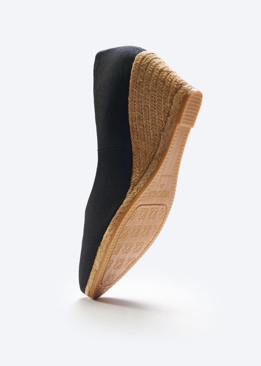 VISCATA Roses Canvas V Cut Espadrille Wedges, Alternate, color, Black