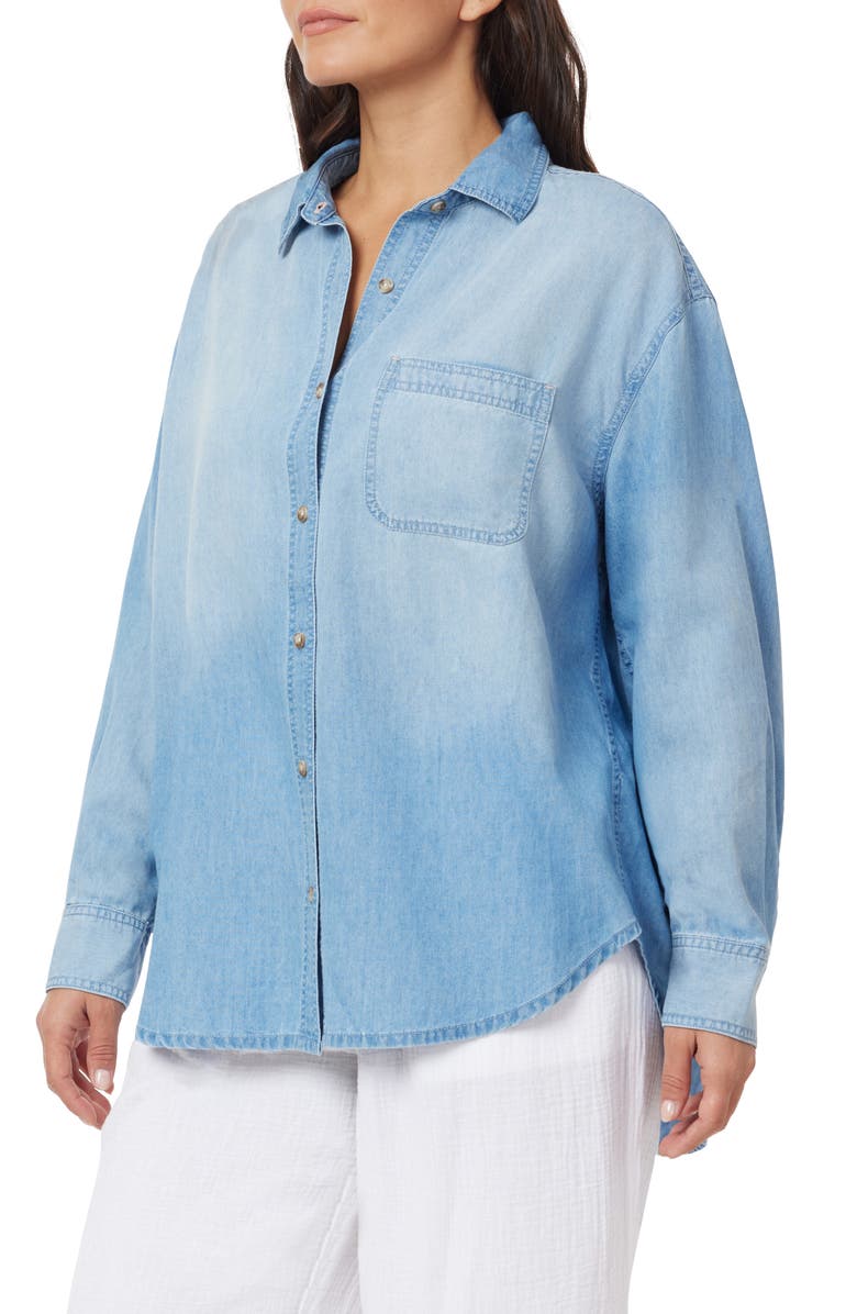 C & C California Alaina Relaxed Chambray Shirt, Alternate, color, Medium Wash Chambray
