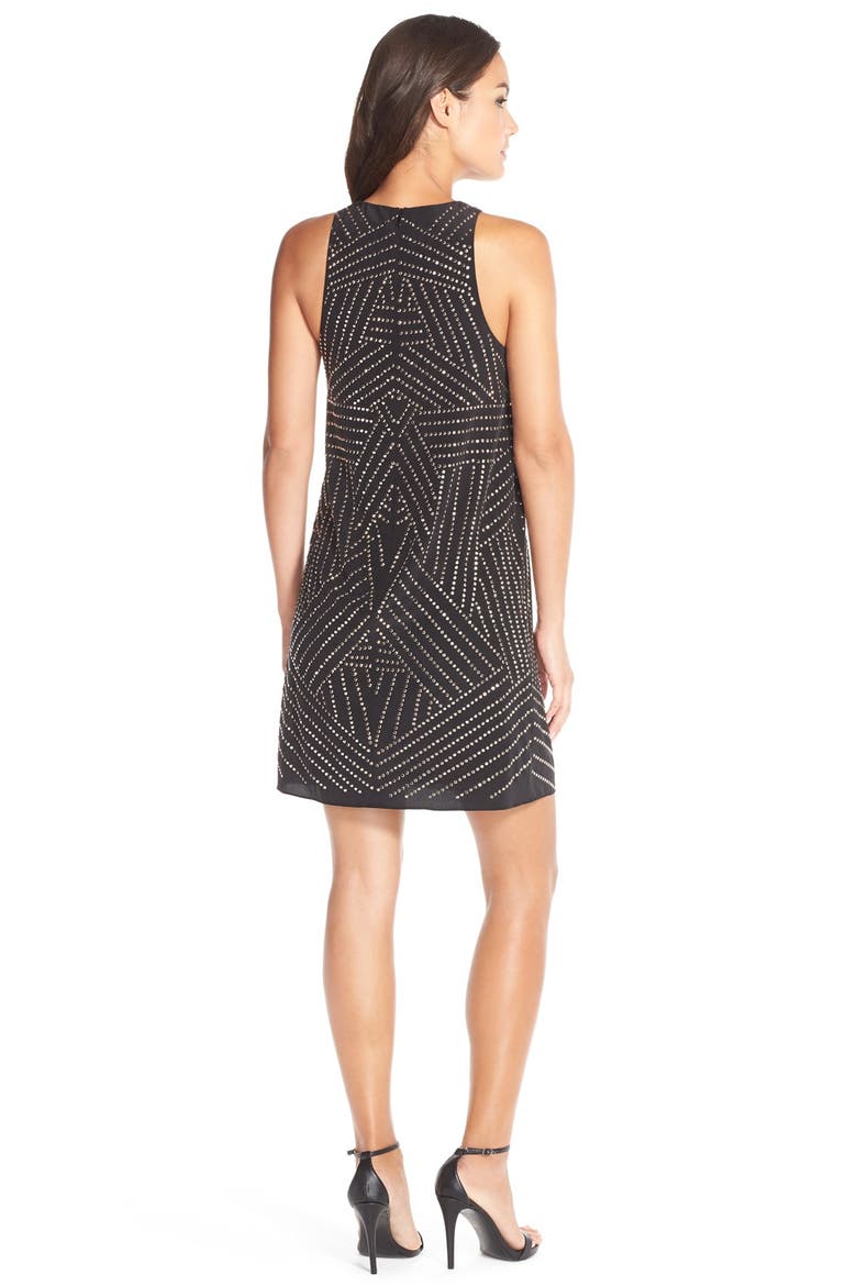 Beaded Silk Shift Dress, Alternate, color, BLACK