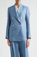 Eleventy Double Breasted Wool, Silk & Linen Blazer