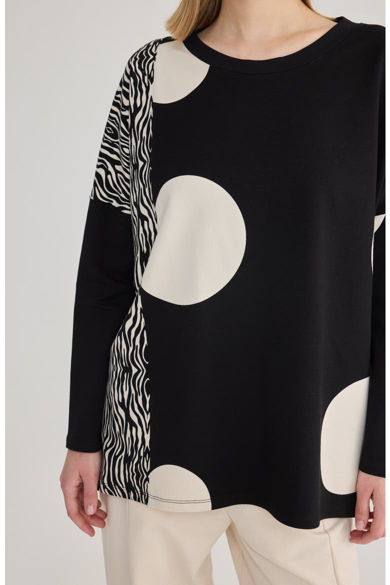 Saga Mixed Printed Top, Alternate, color, Black