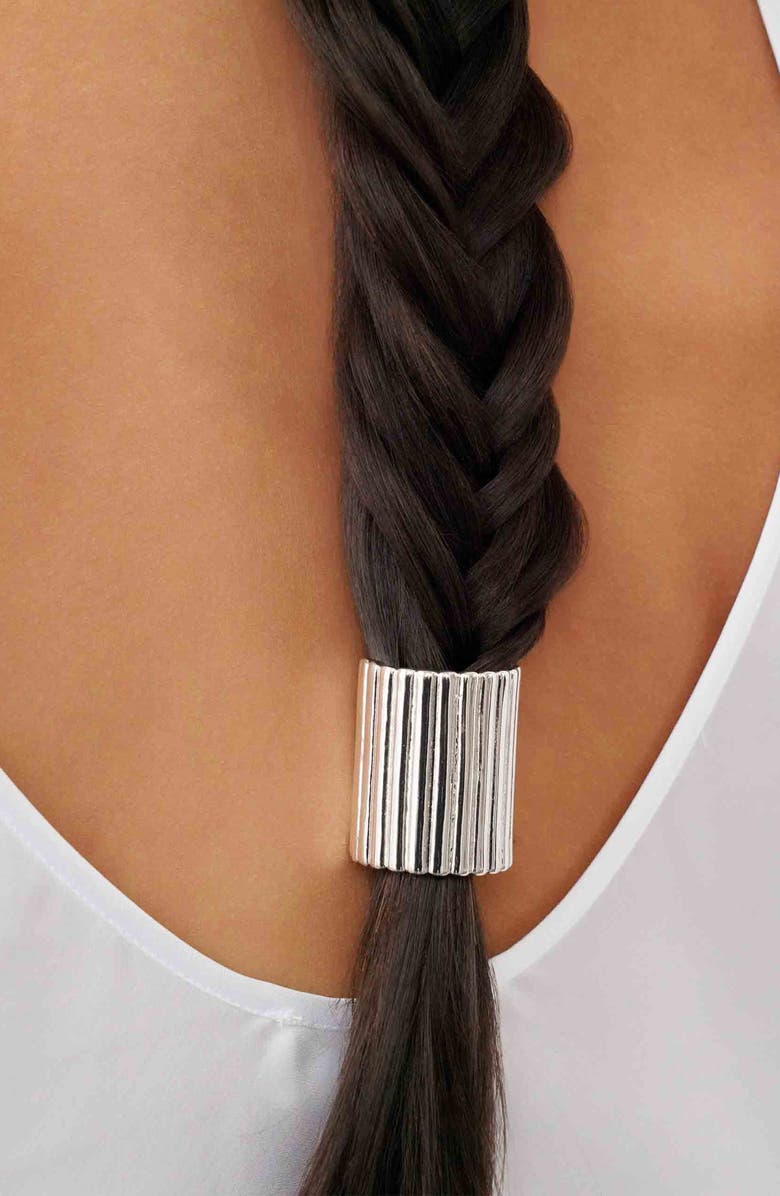 Ettika Ribbed Ponytail Cuff, Alternate, color, Silver