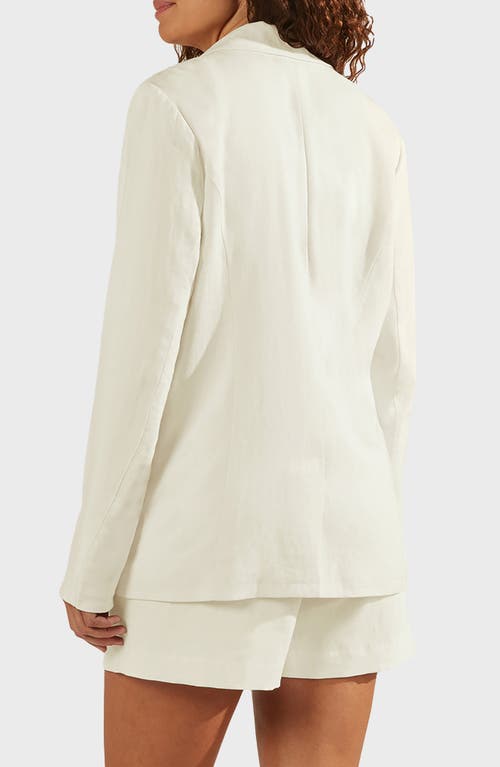 Matty M . Bronson Linen Blend Blazer In White