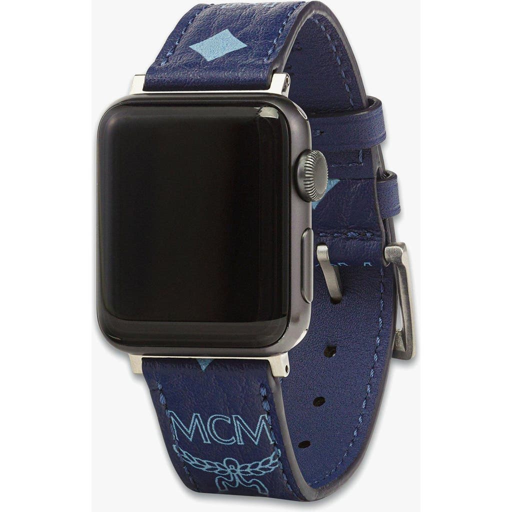 MCM 38mm Apple Watch Band in Visetos in Blue  product