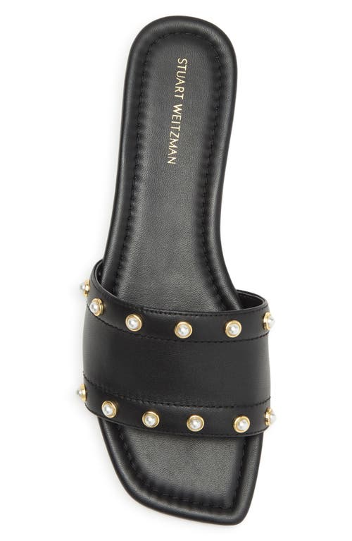Stuart Weitzman Pearl Slide Sandal In Black Nappa Leather