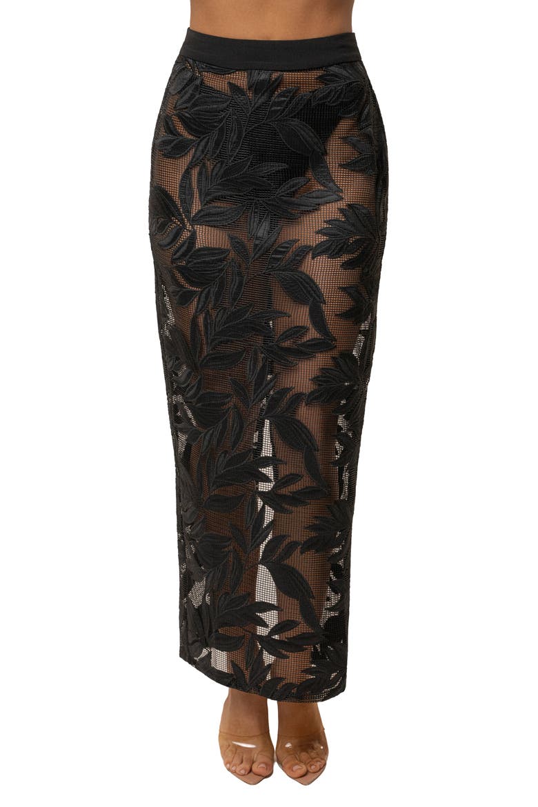 Bali Nights Embroidered  Skirt, Main, color, Black
