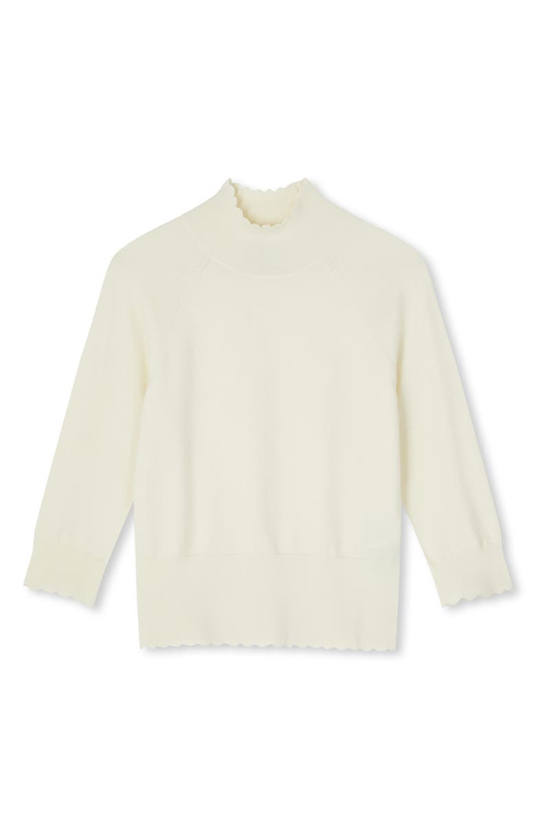 LK Bennett Betty Scallop Turtleneck Merino Wool Sweater, Alternate, color, Cream