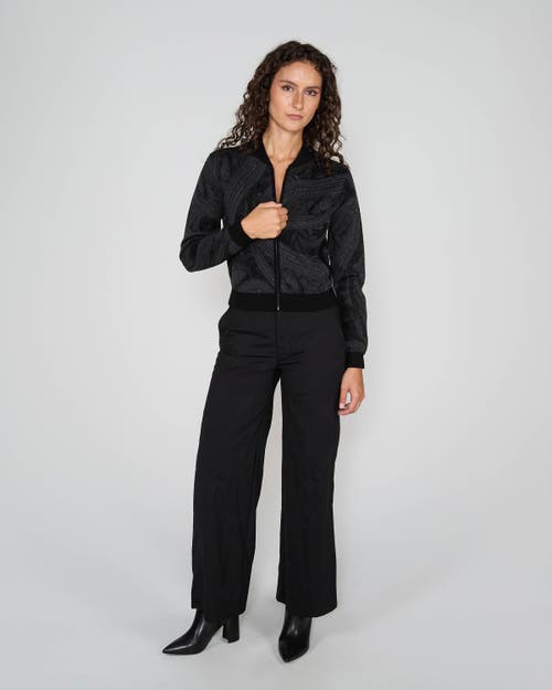 Lords Of Harlech Susan Zip-up Jacquard Sweater In Black