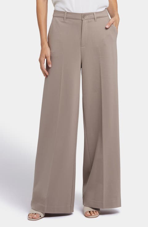 Whitney High Waist Wide Leg Ponte Knit Trousers