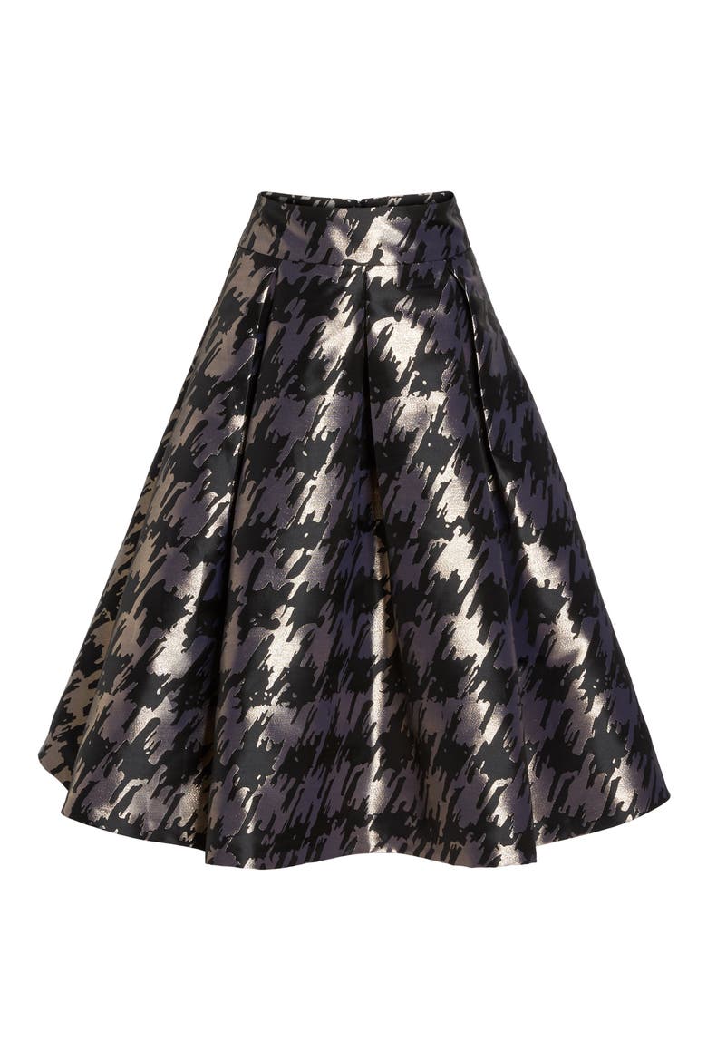 Metallic Jacquard Midi Skirt, Main, color, BLACK/ GOLD