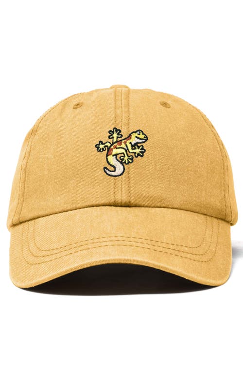 Dalix Gecko Embroidered Casual Cap In Washed Gold