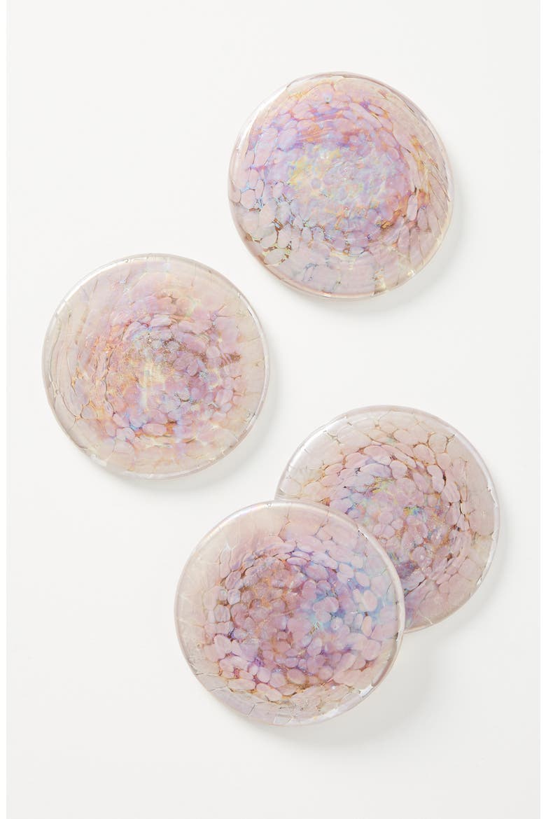 Anthropologie Petula Set of 4 Blown Glass Coasters, Alternate, color, AMETHYST