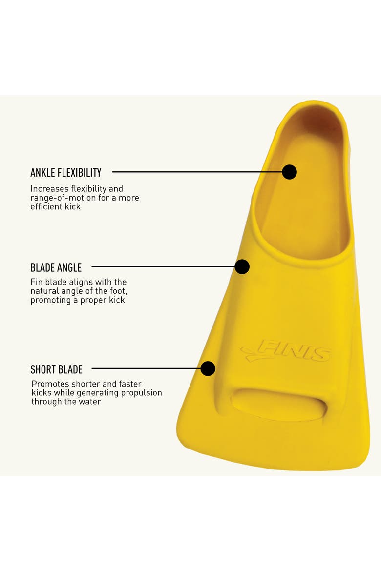Zoomers Gold Swim Training Fins Short Blade Design for Speed and Conditioning Soft Natural Rubber Fit, Alternate, color, Yellow