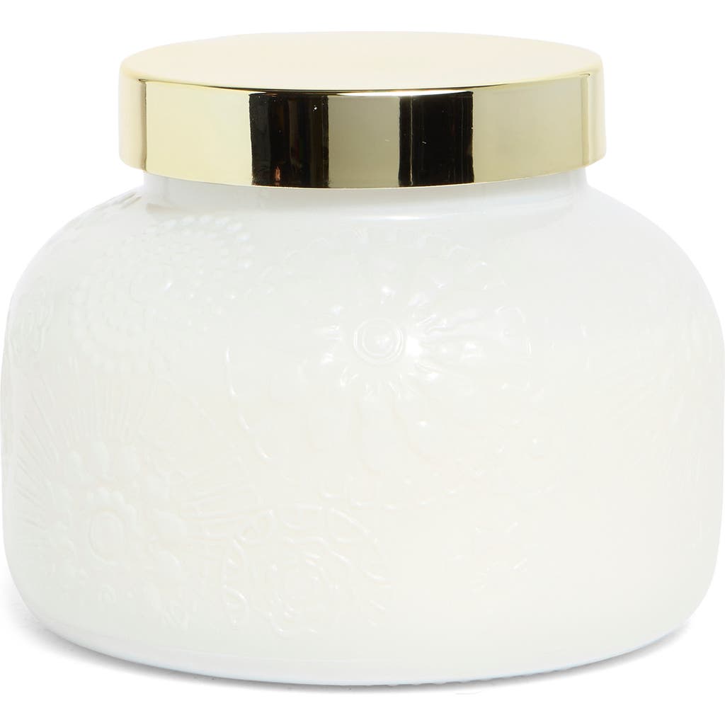 Portofino Candles White Peony Jumbo Garden Glass Jar Candle In Solid White