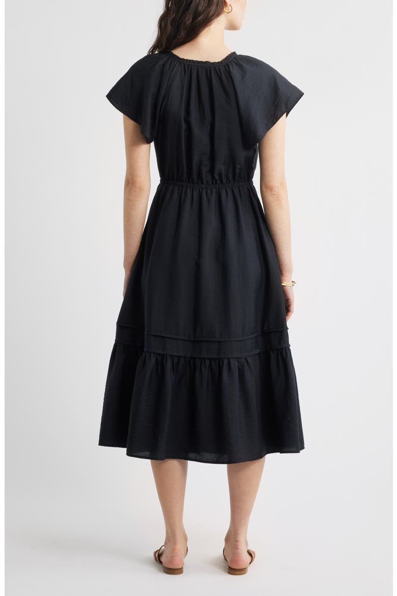 Front Button Midi Dress, Alternate, color, BLACK