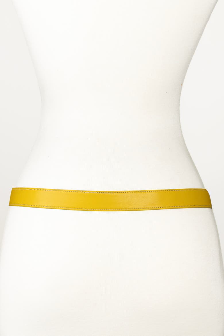 Pineapple buckle Leather Belt, Alternate, color, Yellow