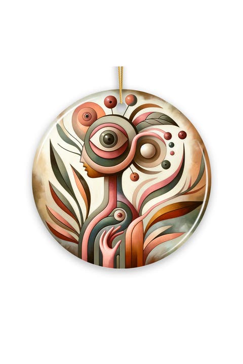 Surrealist Watchful Eye Abstract Art Ceramic Ornament