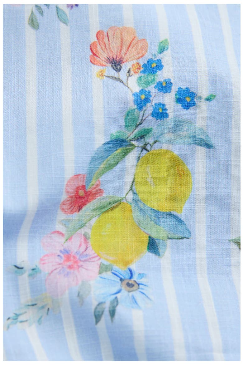 Kids' Floral Stripe Cotton Button-Up Dress, Alternate, color, BLUE