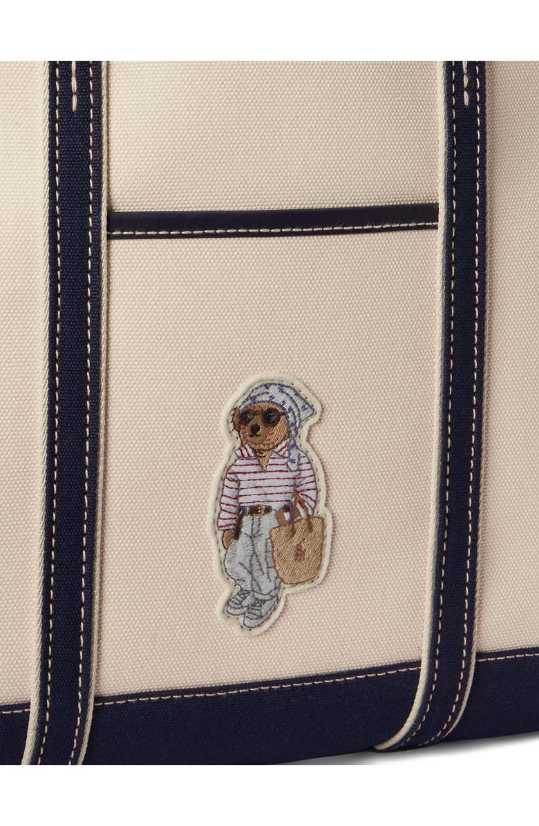 Polo Ralph Lauren Small Polo Bear Canvas Shopper Tote, Alternate, color, Ecru/ Newport Navy