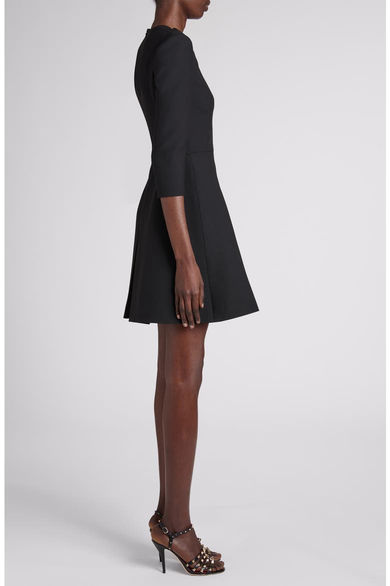 Bow Embellished Pleated Minidress, Alternate, color, BLACK