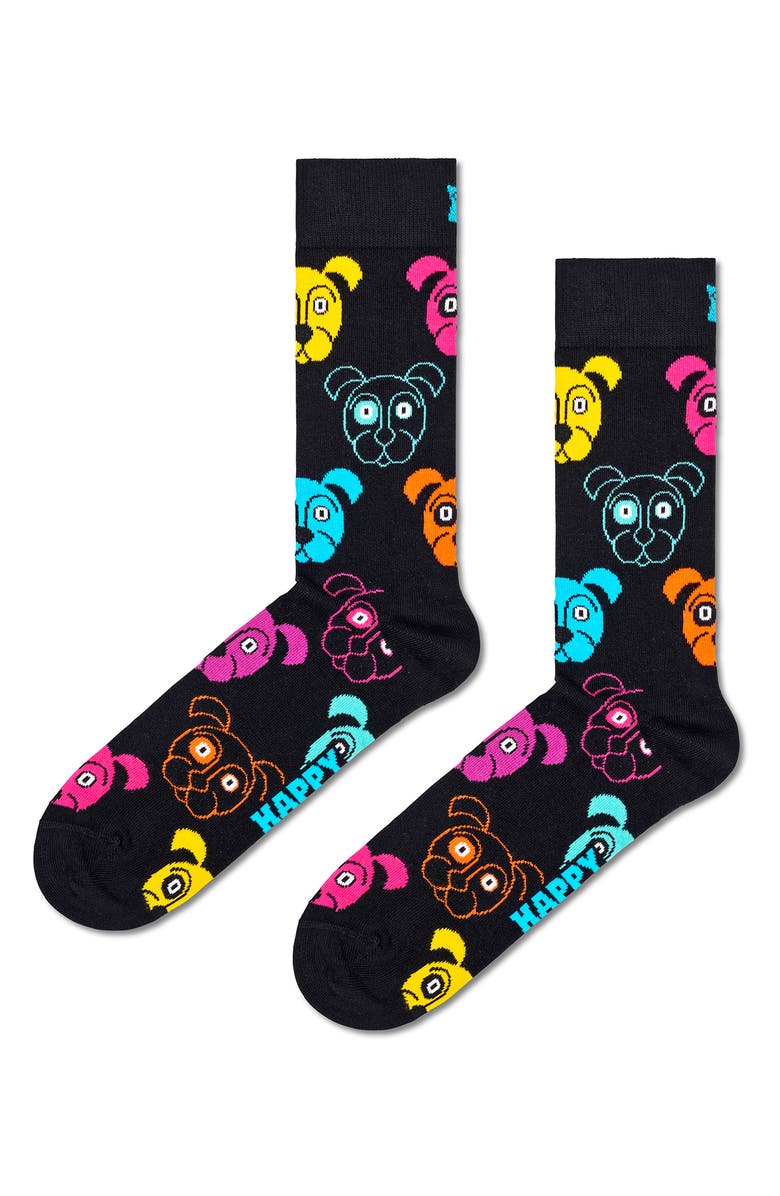 Happy Socks Mixed Dog 3-Pack Assorted Crew Socks Gift Set, Alternate, color, Navy
