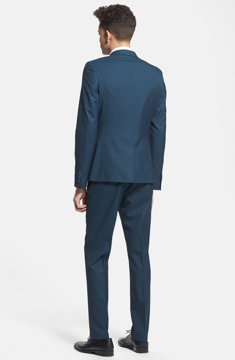 Topman Skinny Fit Teal Suit Jacket, Alternate, color,