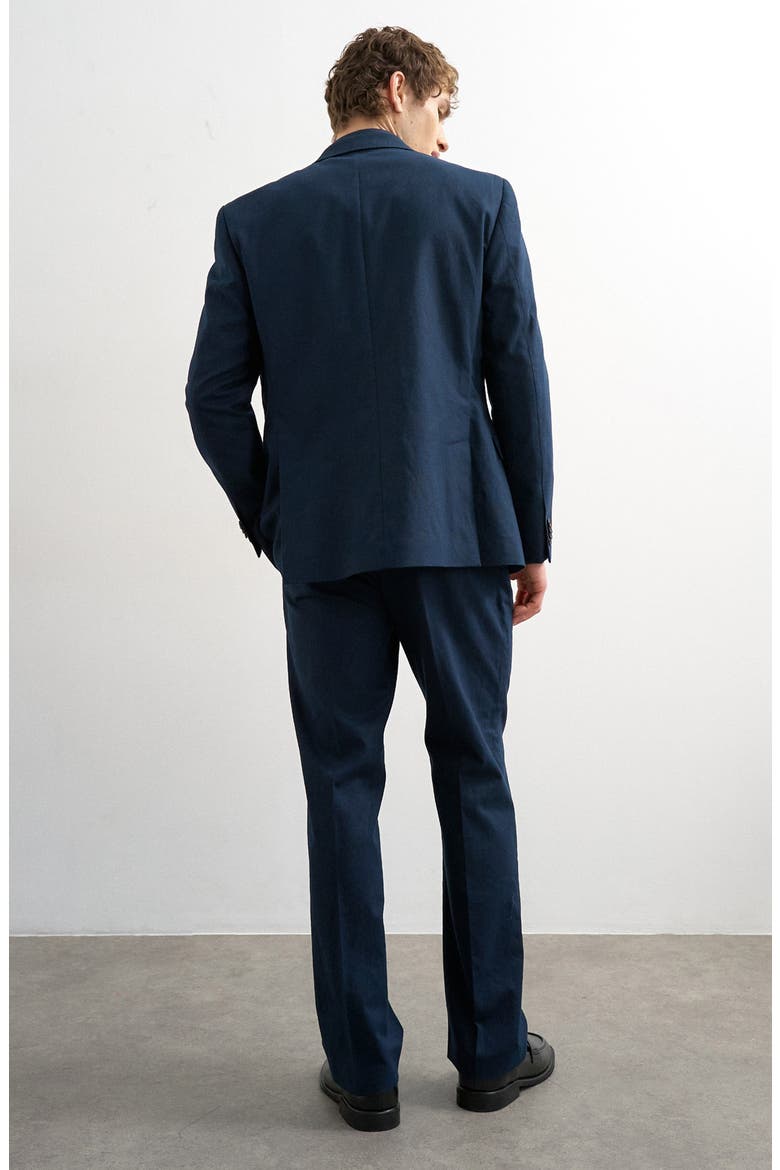 Linen Blend Straight Leg Pants, Alternate, color, NAVY
