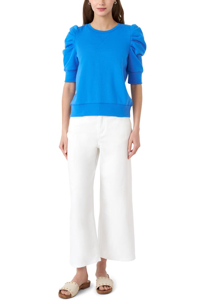Janine Puff Sleeve Sweatshirt, Alternate, color, PALACE BLUE