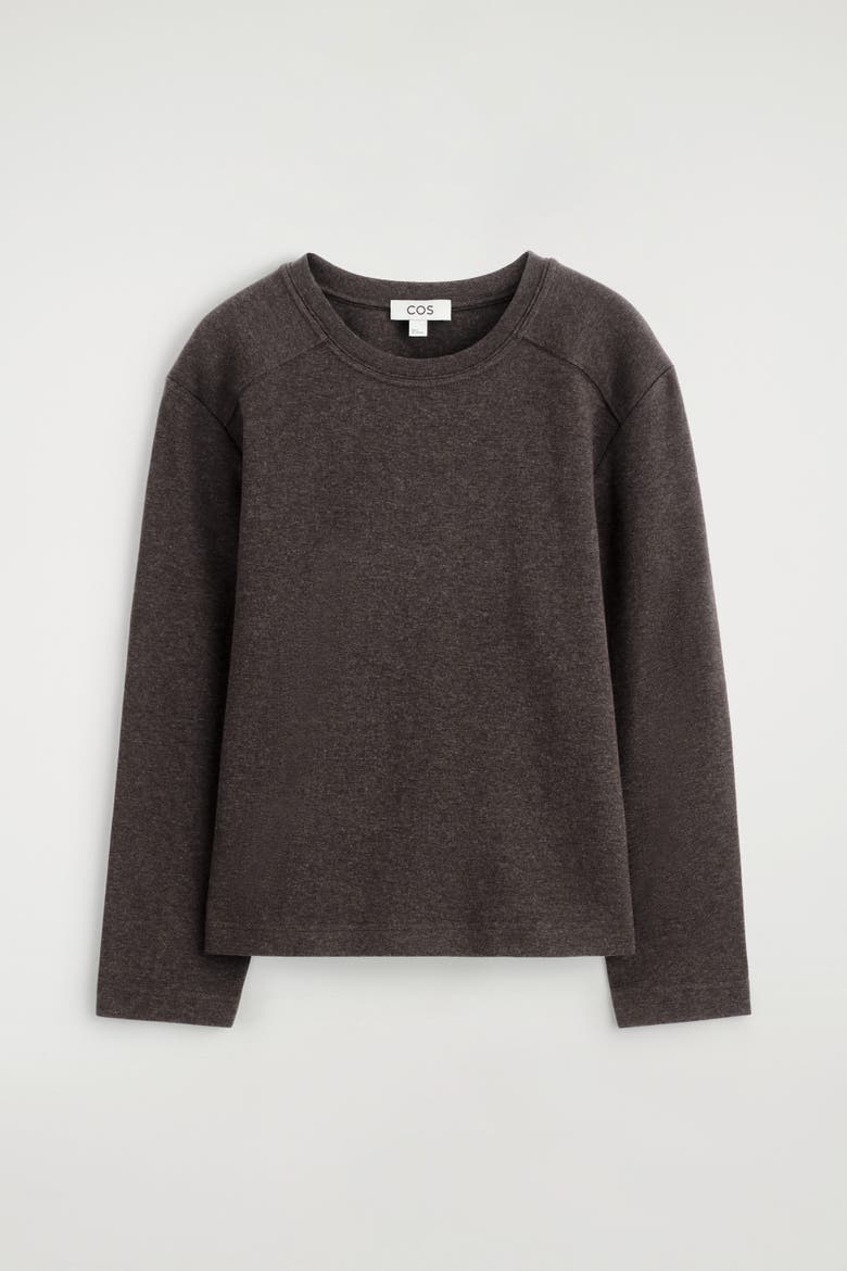 Cotton Long-Sleveled Top, Alternate, color, DARK BROWN