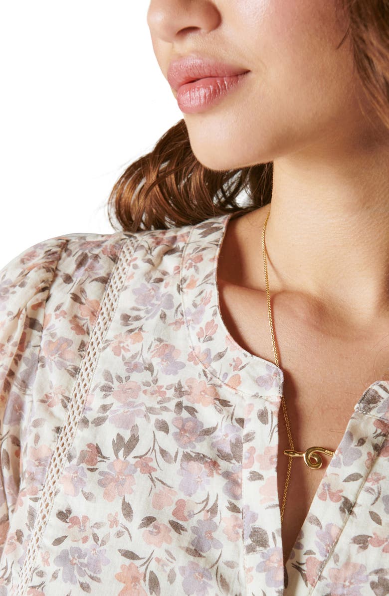 Lucky Brand Lace Inset Long Sleeve Cotton Top, Alternate, color, 