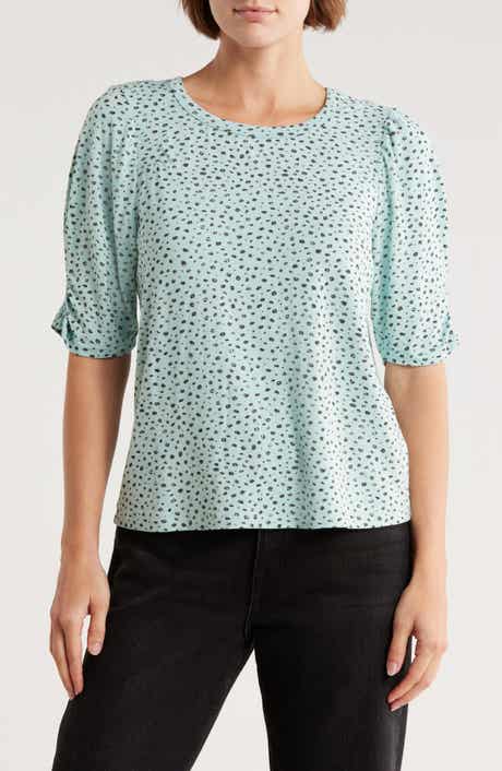 Democracy Ruched Elbow Length Sleeve Top