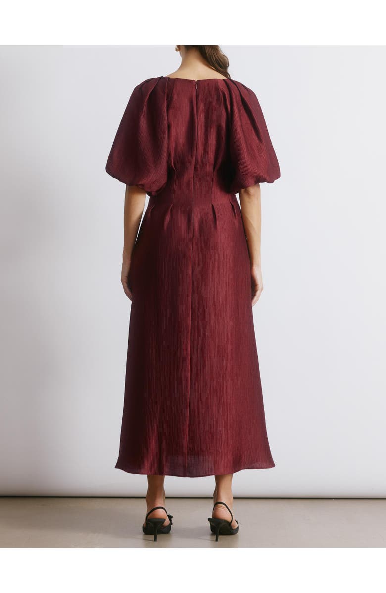 Albaray Crinkle Satin Short Sleeve Midi Dress, Alternate, color, Burgundy