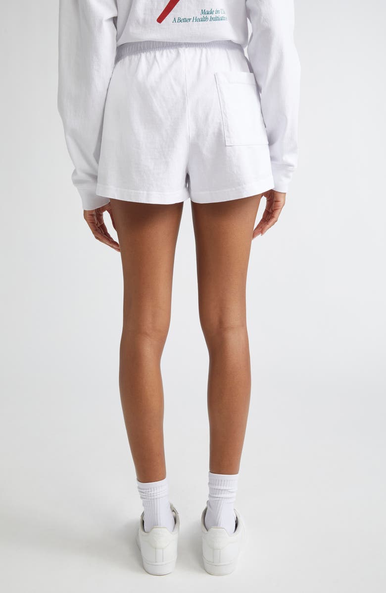 Sporty & Rich LA Marathon Cotton Disco Shorts, Alternate, color, White