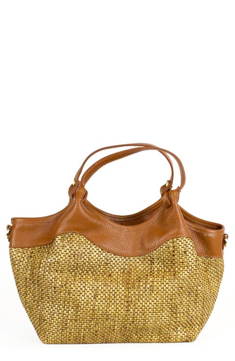 Straw & Leather Tote