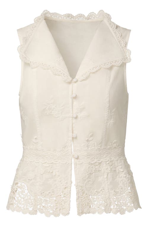 Weworewhat Floral Lace Collared Button-up Top