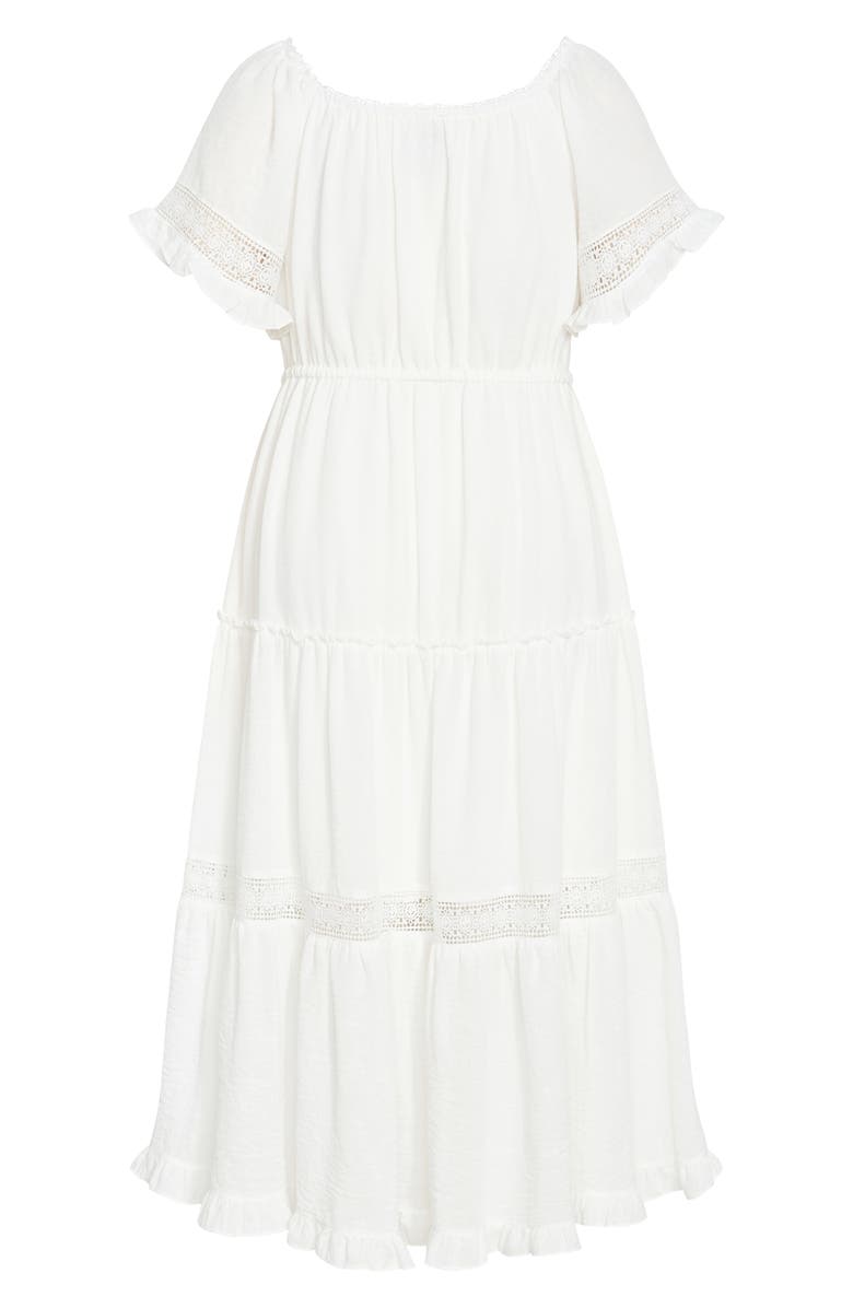 City Chic Angel Embroidery Detail Midi Dress, Alternate, color, Ivory
