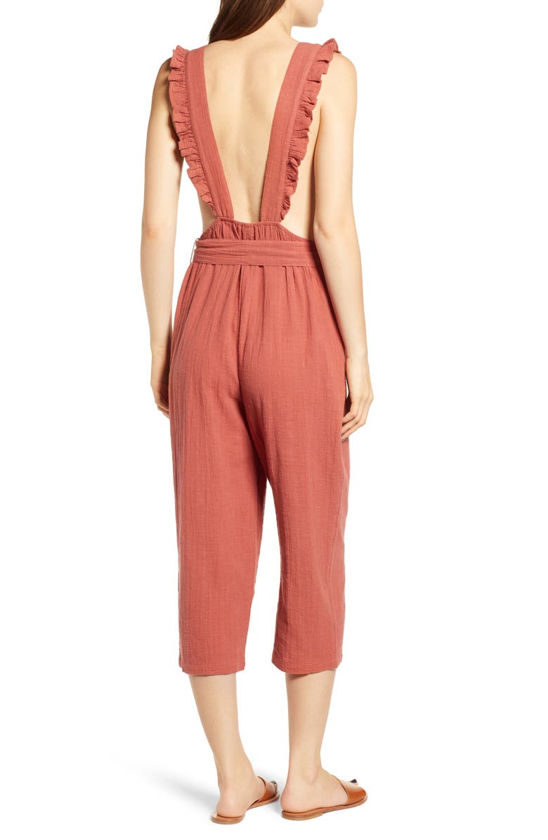 Topshop Frill Crop Jumpsuit, Alternate, color, 