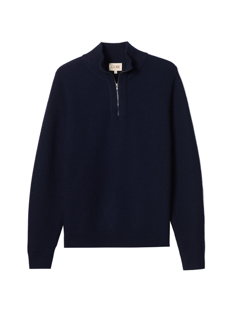 Men's Cashmere Waffle Knit Half-Zip Sweater
