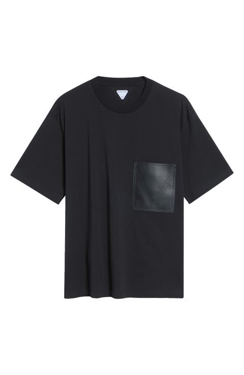Cotton Pocket T-Shirt with Lambskin Leather Patch Pocket