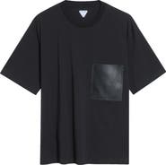 Bottega Veneta Cotton Pocket T-Shirt with Lambskin Leather Patch Pocket