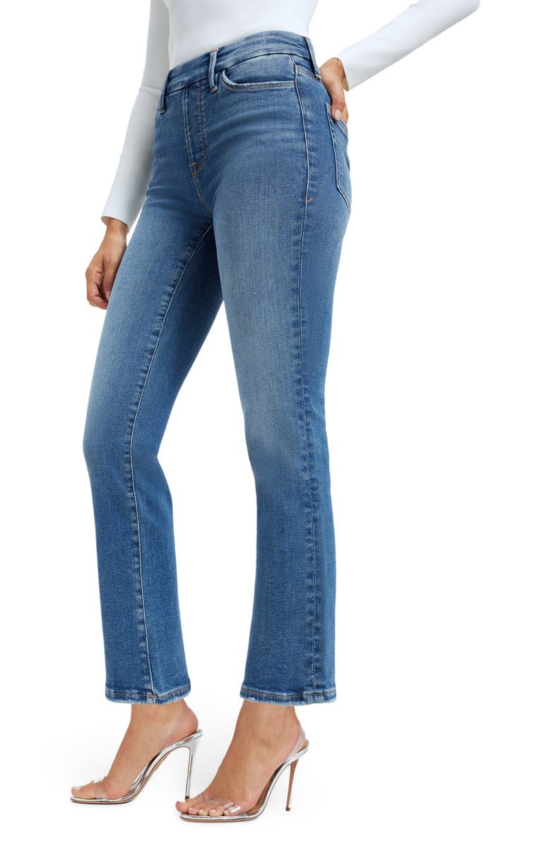 Good American Pull-On Straight Leg Jeans, Alternate, color, Indigo490