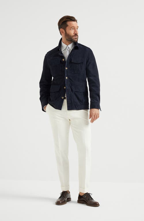 Brunello Cucinelli Cotton-virgin Wool Gabardine Italian Trousers In Panama