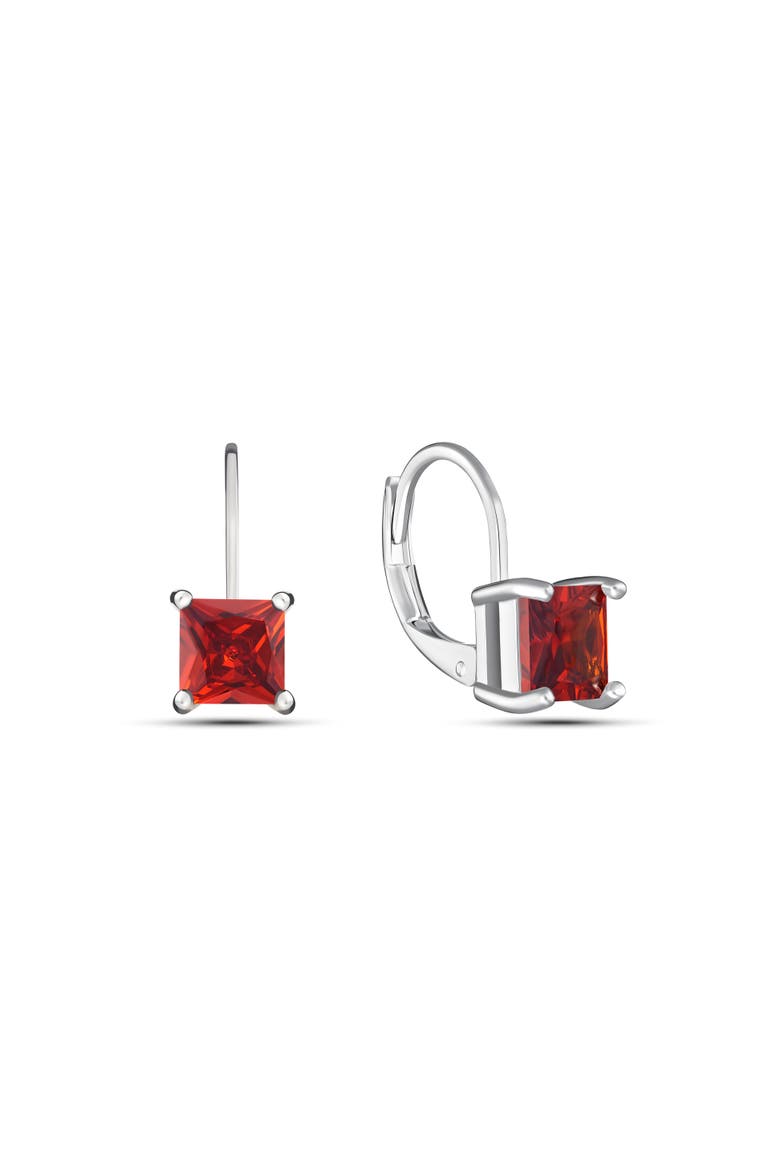 Red Square Cut Lever Back Earrings, Main, color, Red