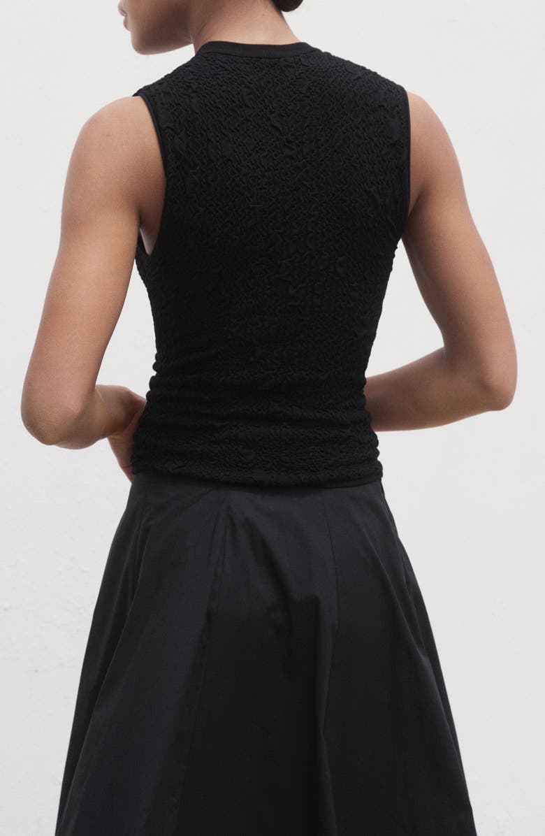 MANGO Sleeveless Textured Crepe Sweater, Alternate, color, Black