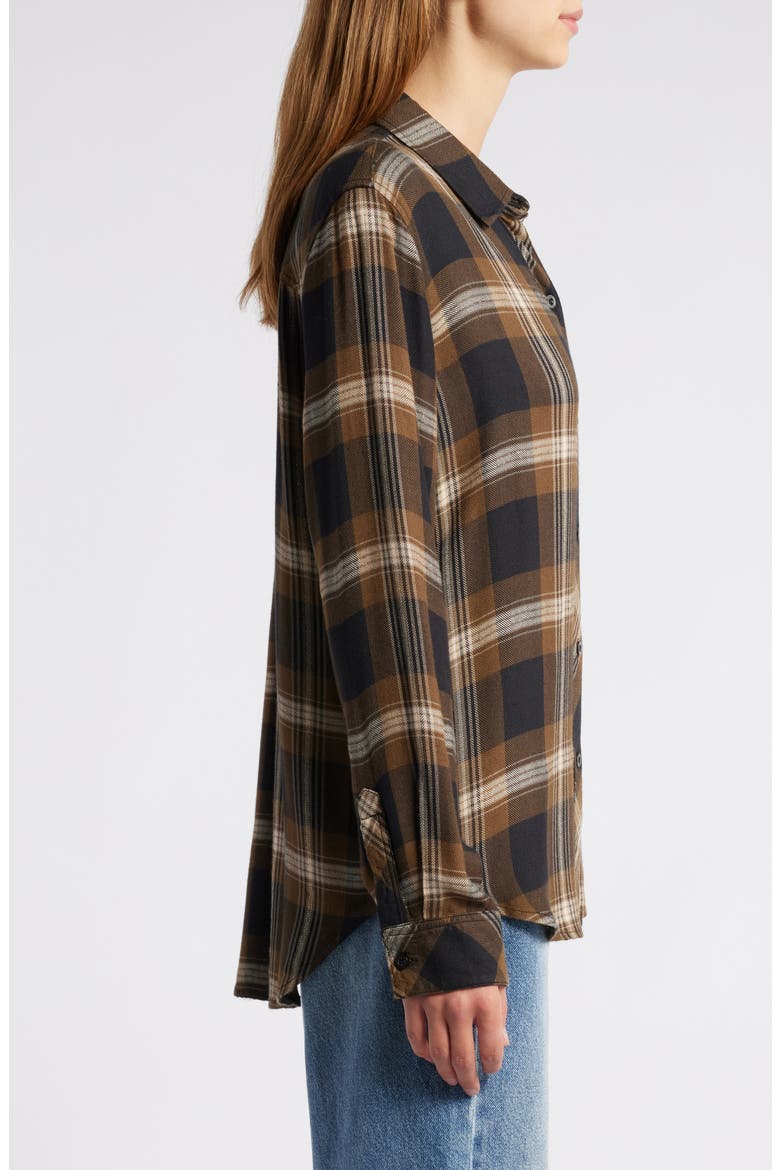 Hunter Plaid Button-Up Shirt, Alternate, color, BLACK CARMEL LUREX
