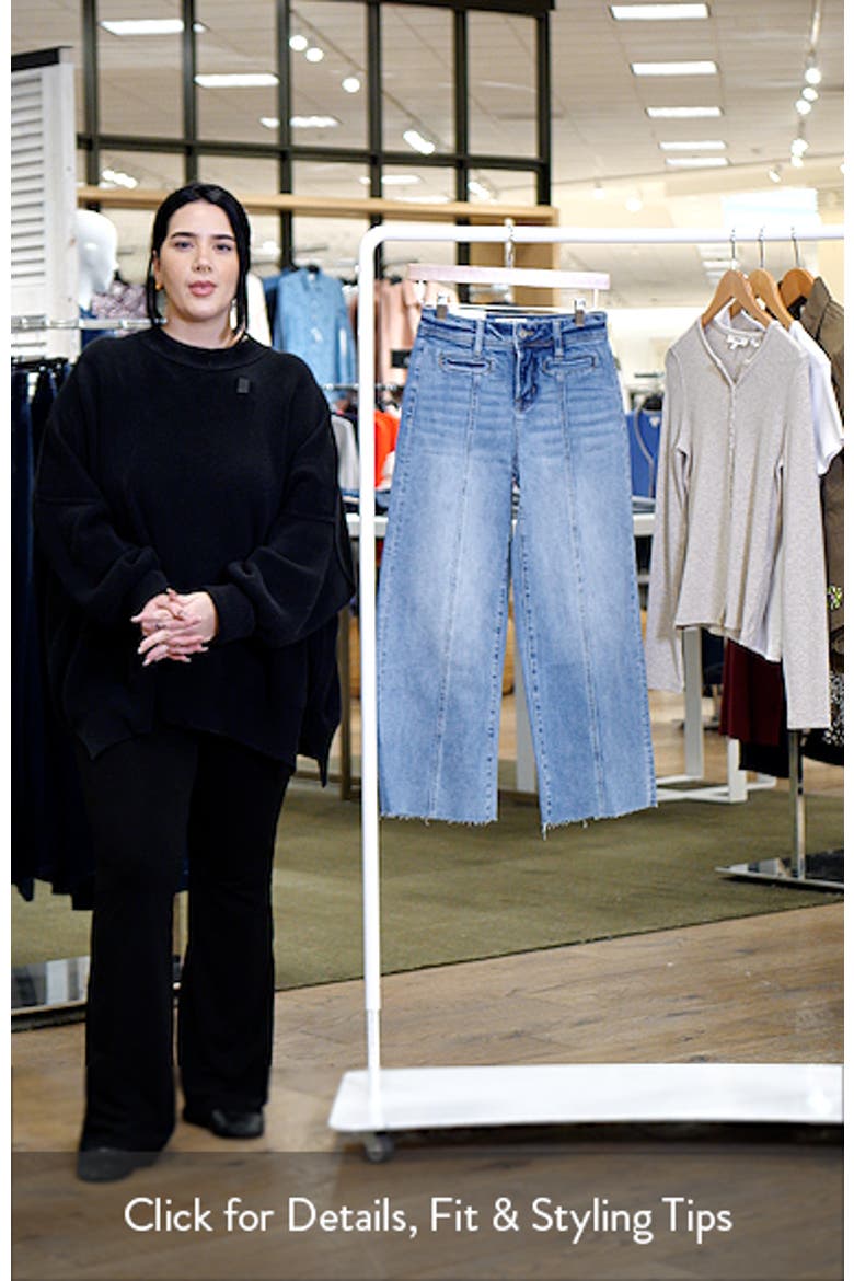 Seamed High Waist Raw Hem Crop Wide Leg Jeans video