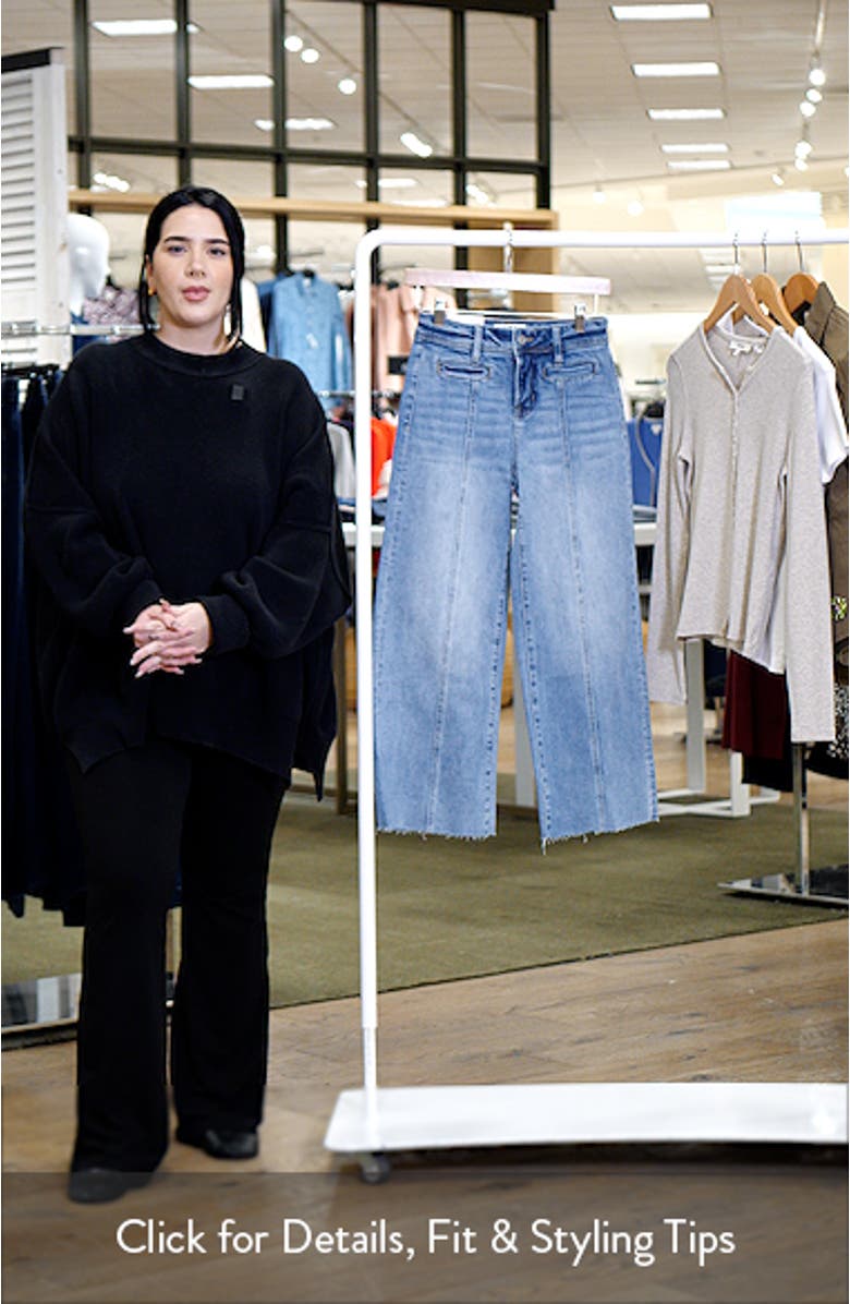 Seamed High Waist Raw Hem Crop Wide Leg Jeans, sales video thumbnail