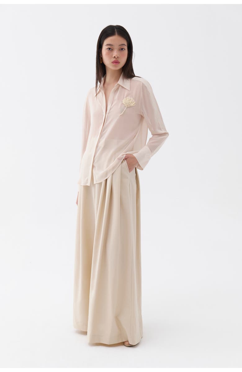 Nocturne Sheer Floral-Embroidered Shirt, Alternate, color,