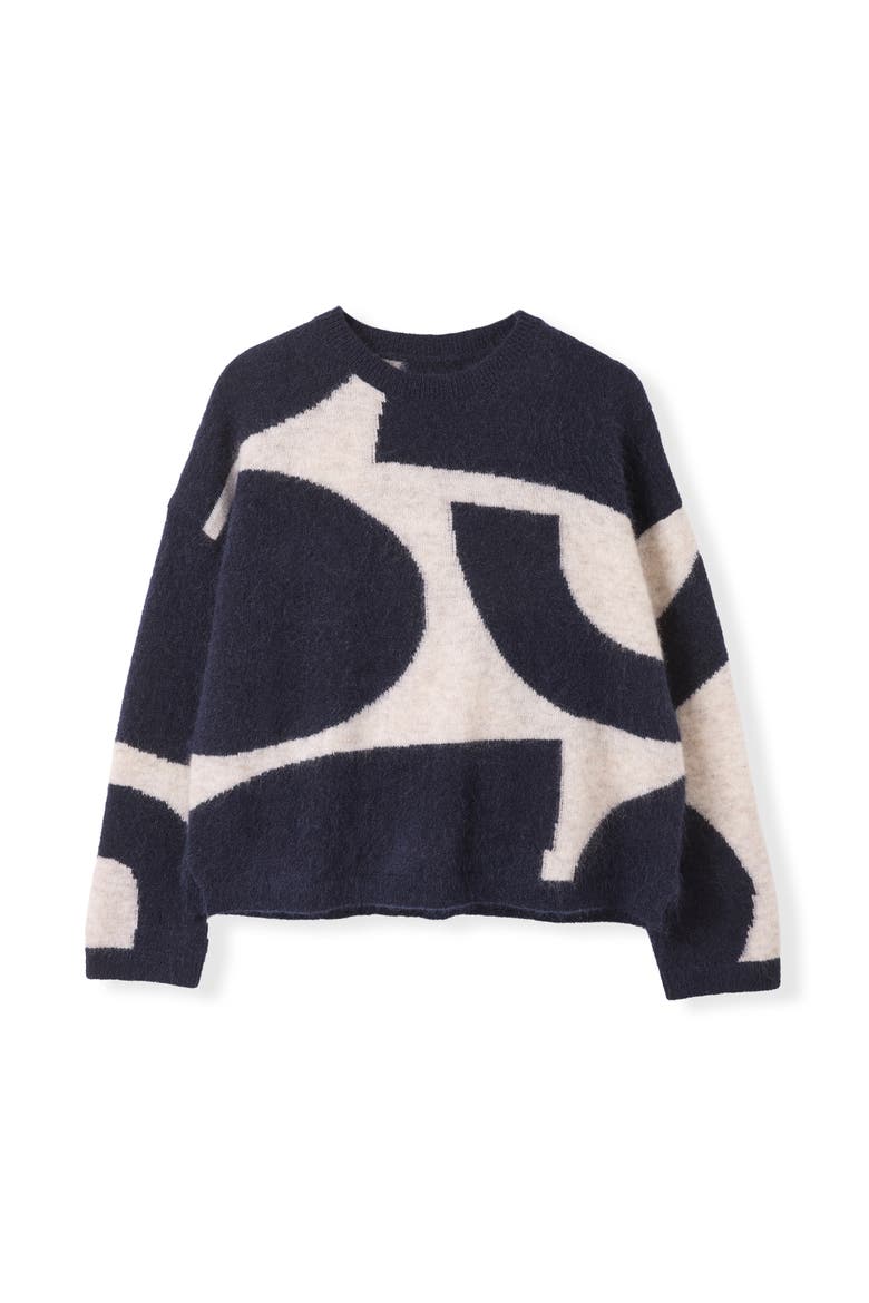 Abstract Geo Sweater, Alternate, color, Navy / Oatmeal
